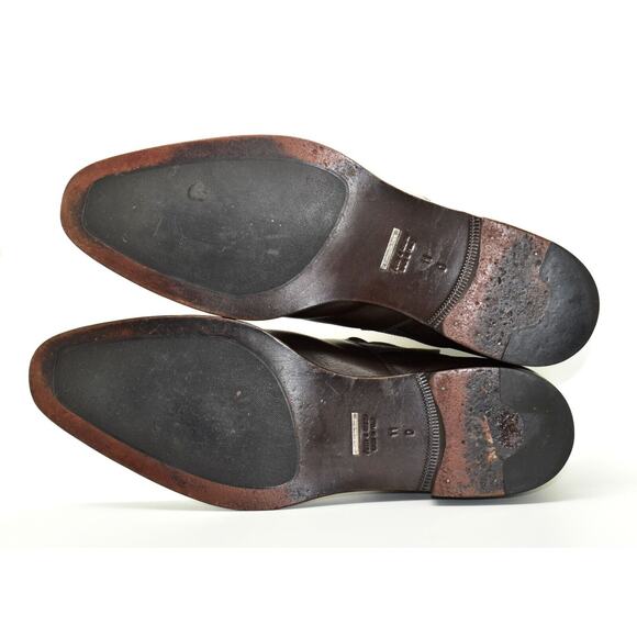 D4 Auth ERMENEGILDO ZEGNA Dark Brown Leather Buckle Strap Ankle Boots Size 11 D - Picture 5 of 6